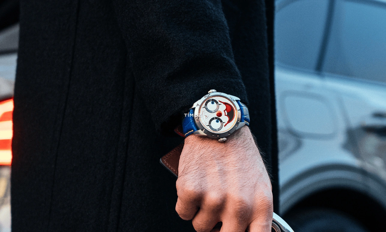 Konstantin Chaykin,Wristmons 42mm,42mm,Stainless Steel,Silver,White,Red,Automatic,Moonphase,Sapphire,Crystal Glass,Clown II Audacity