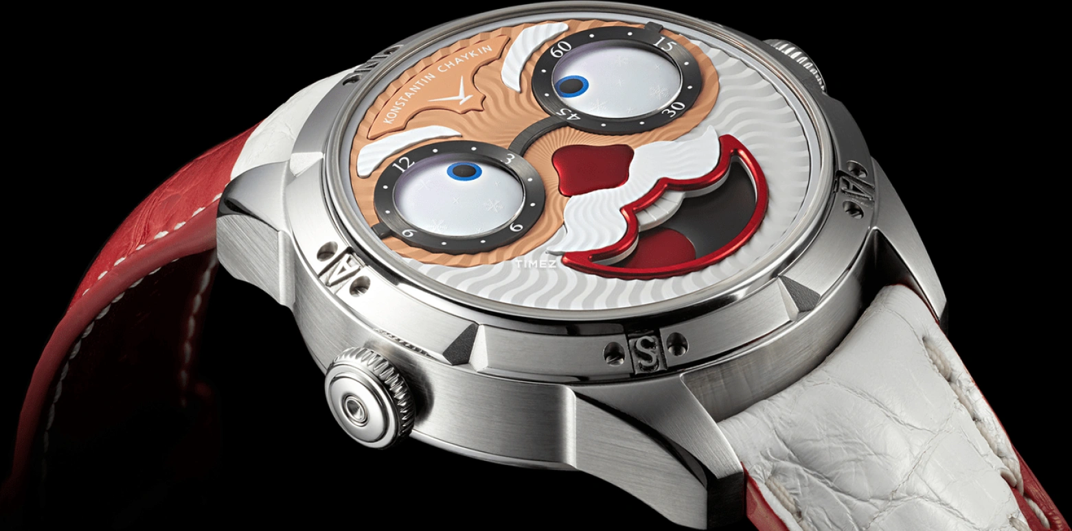Konstantin Chaykin,Wristmons 42mm,42mm,Stainless Steel,White,khaki,Red,Automatic,Moonphase,Sapphire,Crystal Glass,Santa