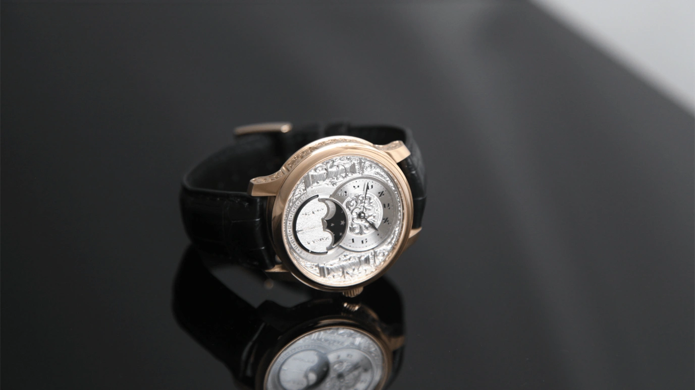 Konstantin Chaykin,Decalogue 42mm,42mm,Rose Gold,Silver,Grey,Handwound,Moonphase,Sapphire,Crystal Glass,Decalogue Luah Shana White