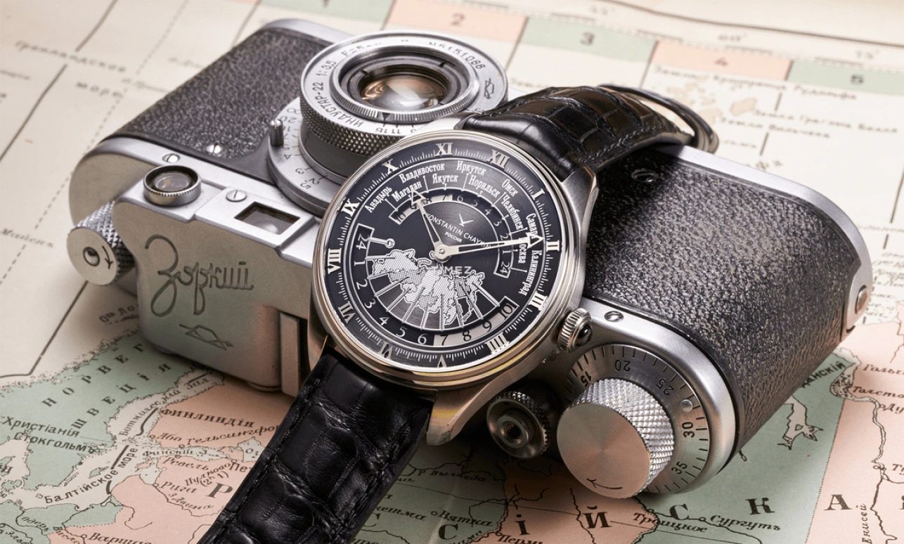 Konstantin Chaykin,Russian Time 44mm,44mm,Stainless Steel,Black,Handwound,Dule Time,Day / Night Indication,Russian Time
