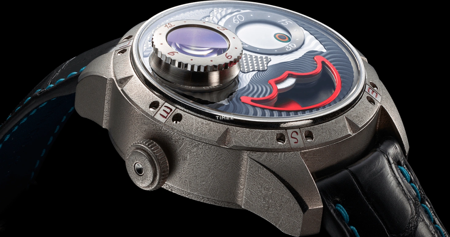 Konstantin Chaykin,Wristmons 42mm,42mm,Stainless Steel,Grey,White,Red,Handwound,Moonphase,Date,Joker Selfie Only Watch 2019