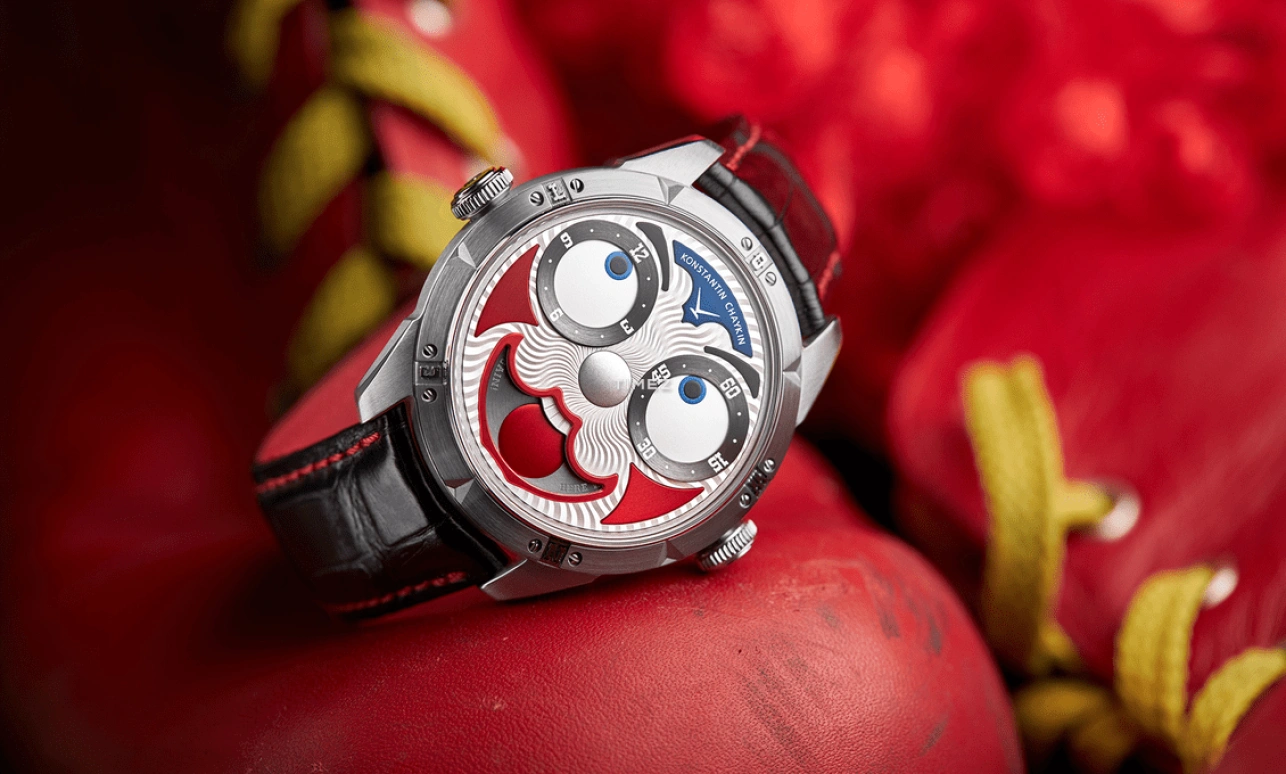Konstantin Chaykin,Wristmons 42mm,42mm,Stainless Steel,Grey,Red,Automatic,Moonphase,Sapphire,Crystal Glass,Grimaldi The Clown