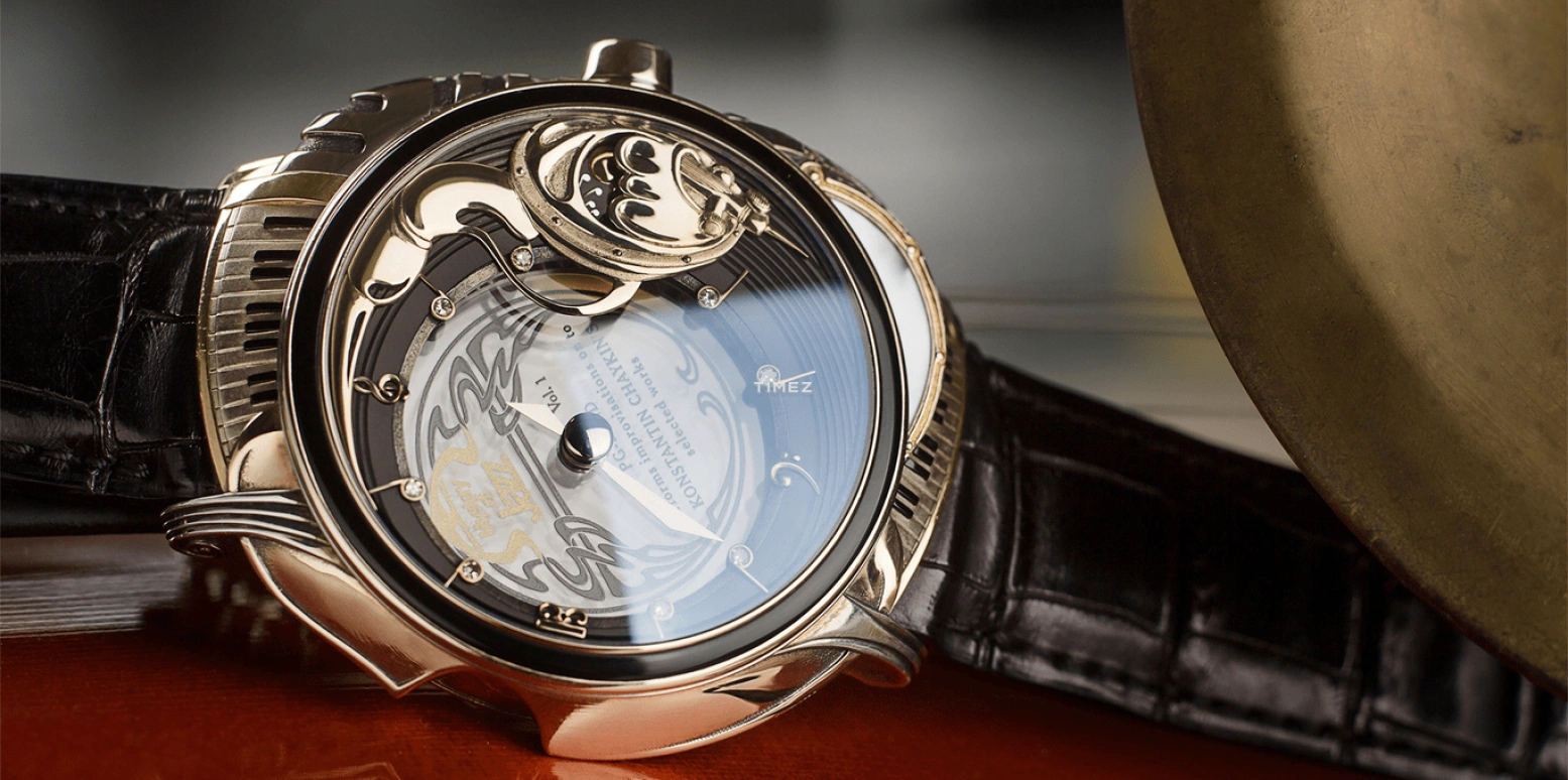 Konstantin Chaykin,Levitas 61mm,61mm,White Gold,Rose Gold,Transparent,Black,Handwound,Moonphase,Sapphire,Crystal Glass,Levitas Jazz