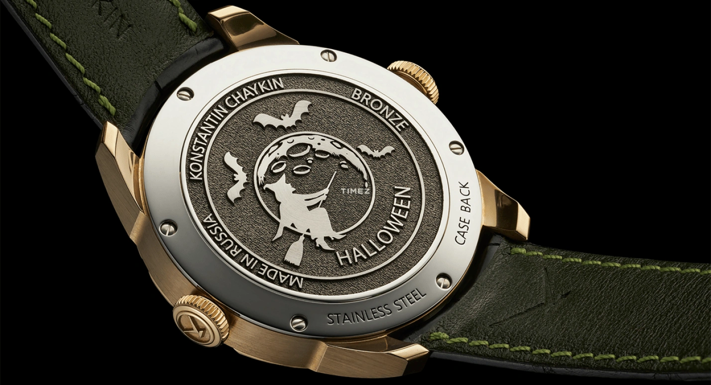 Konstantin Chaykin,Wristmons 42mm,42mm,Bronze,Green,Yellow,Automatic,Moonphase,Sapphire,Crystal Glass,Green Halloween