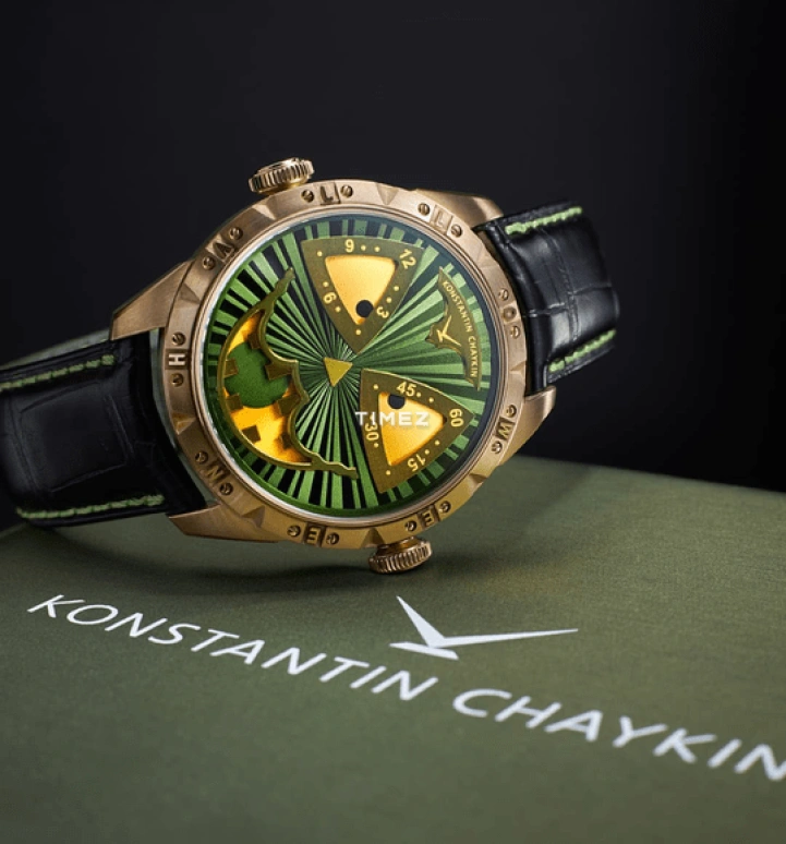 Konstantin Chaykin,Wristmons 42mm,42mm,Bronze,Green,Yellow,Automatic,Moonphase,Sapphire,Crystal Glass,Green Halloween
