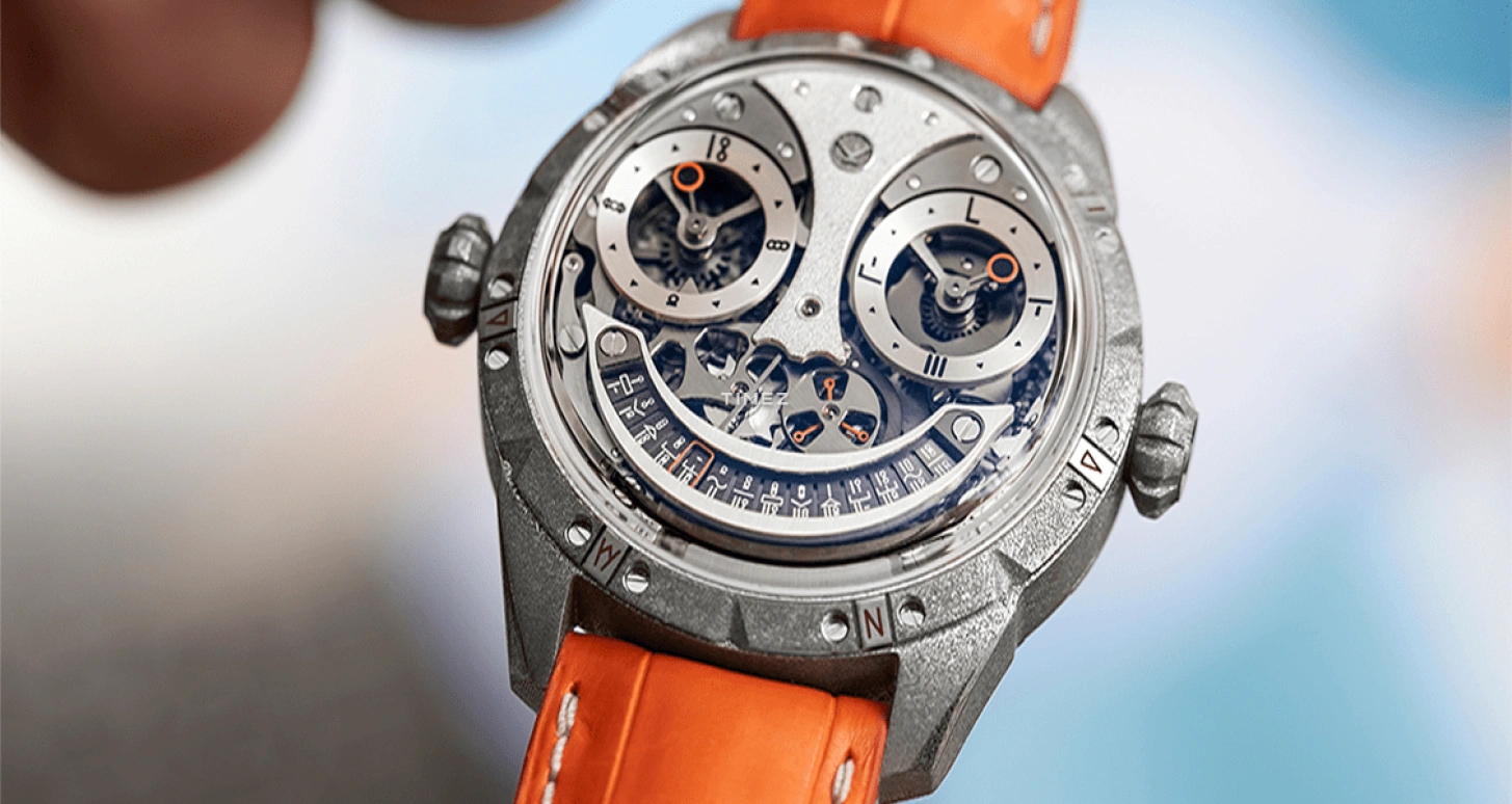 Konstantin Chaykin,Wristmons 40mm,40mm,Stainless Steel,Skeleton,Handwound,Date,Day,Tourbillon,Retrograde,Sapphire,Crystal Glass,Round,Martian Tourbillon Only Watch 2021 Piece Unique