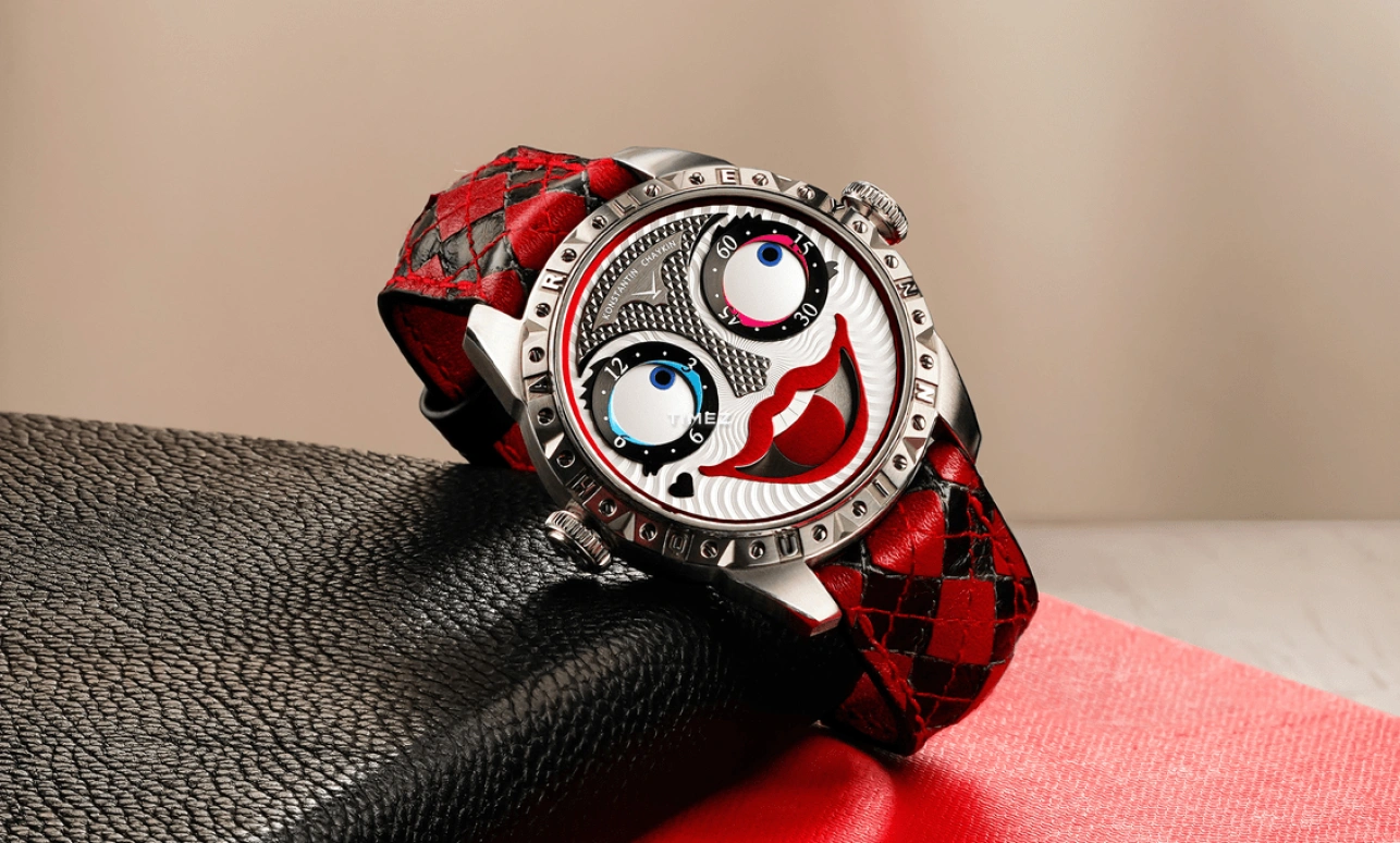 Konstantin Chaykin,Wristmons 40mm,40mm,Stainless Steel,Grey,Black,Red,Automatic,Moonphase,Sapphire,Crystal Glass,Harley Quinn