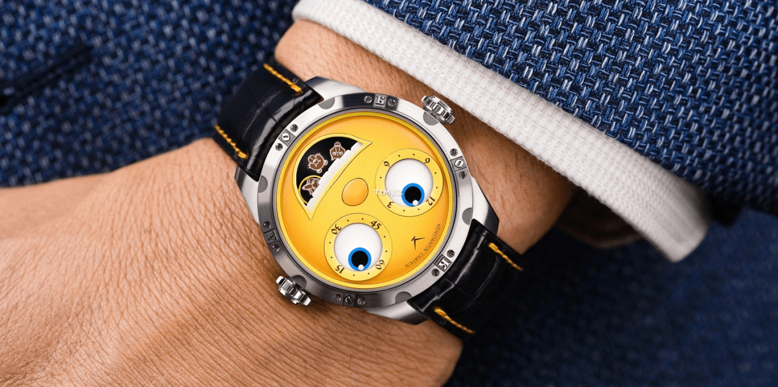 Konstantin Chaykin,Wristmons 40mm,40mm,Stainless Steel,Yellow,Automatic,Moonphase,Date,Kolobok