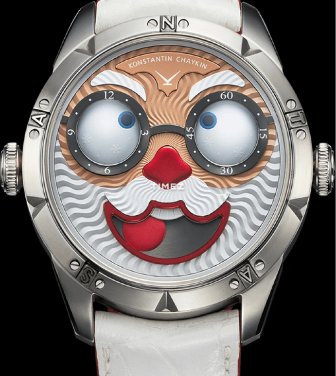 Konstantin Chaykin,Wristmons 42mm,42mm,Stainless Steel,White,khaki,Red,Automatic,Moonphase,Sapphire,Crystal Glass,Santa