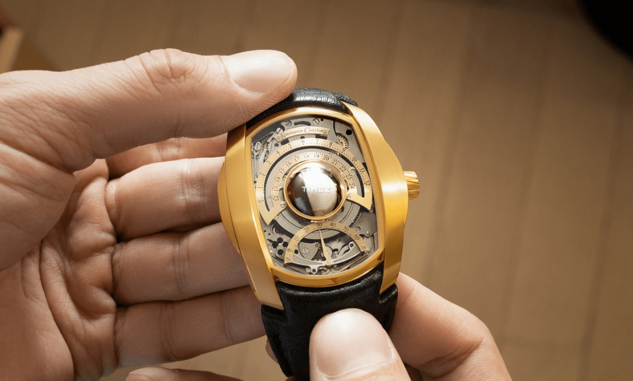 Konstantin Chaykin,Lunokhod 47.70mm,47.70mm,Rose Gold,Skeleton,Handwound,Moonphase,Day / Night Indication,Lunokhod Prime