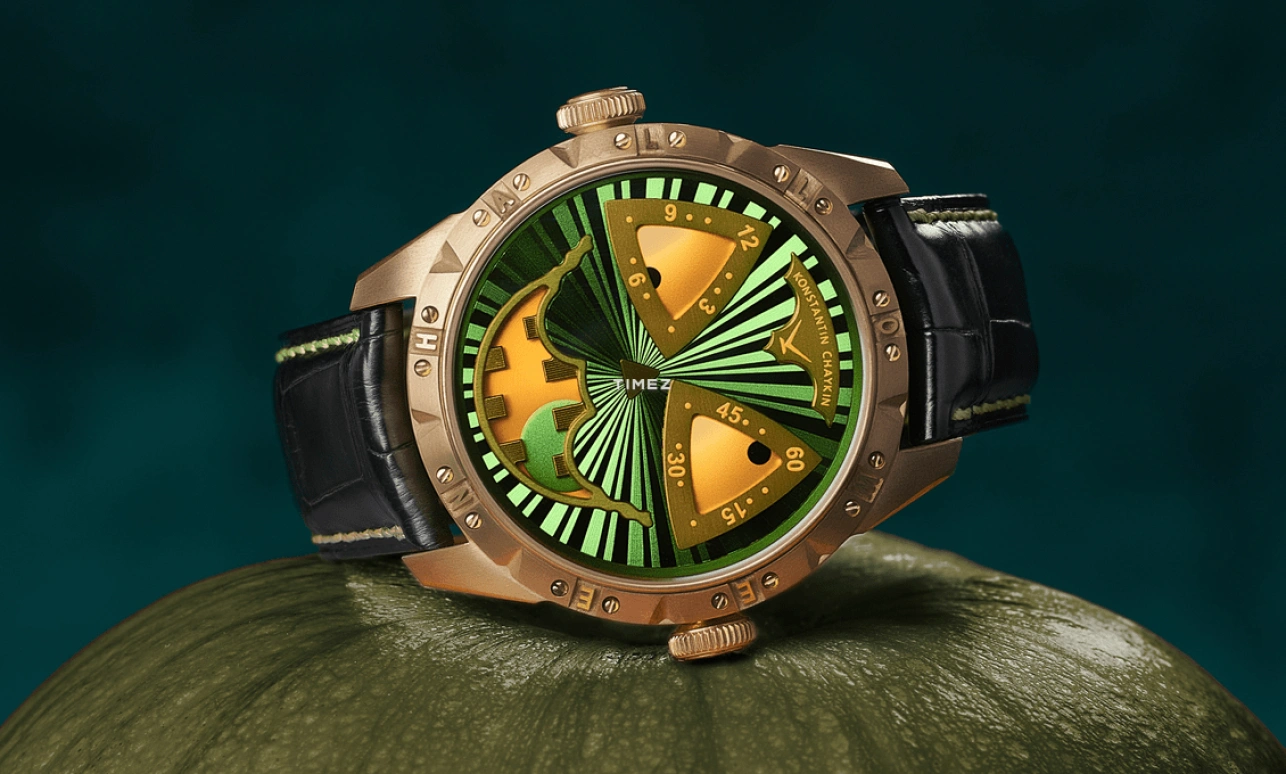 Konstantin Chaykin,Wristmons 42mm,42mm,Bronze,Green,Yellow,Automatic,Moonphase,Sapphire,Crystal Glass,Green Halloween