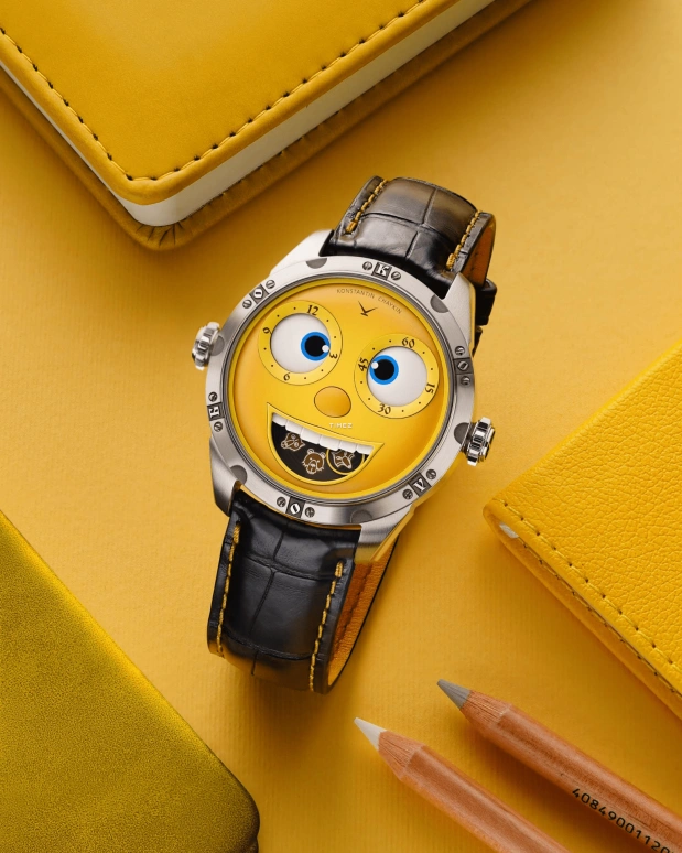 Konstantin Chaykin,Wristmons 40mm,40mm,Stainless Steel,Yellow,Automatic,Moonphase,Date,Kolobok