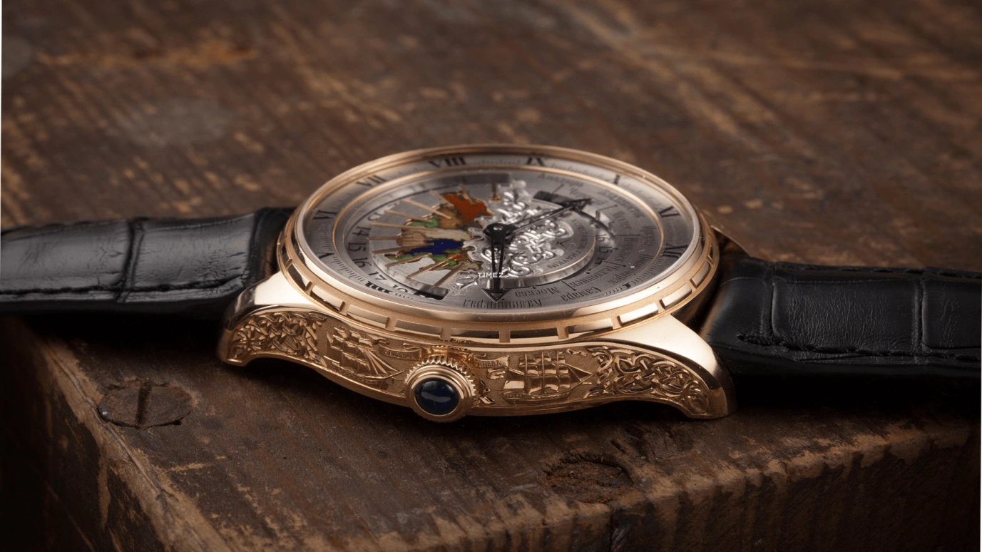 Konstantin Chaykin,Russian Time 44mm,44mm,Rose Gold,White,Handwound,Dule Time,Day / Night Indication,Russian Time,Russian Time. Krusenstern