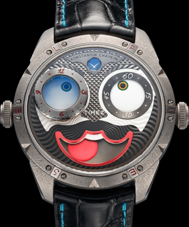 Konstantin Chaykin,Wristmons 42mm,42mm,Stainless Steel,Grey,White,Red,Handwound,Moonphase,Date,Joker Selfie Only Watch 2019