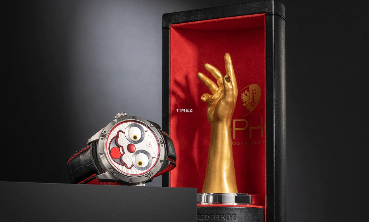 Konstantin Chaykin,Wristmons 42mm,42mm,Stainless Steel,White,Red,Grey,Automatic,Moonphase,Sapphire,Crystal Glass,Clown