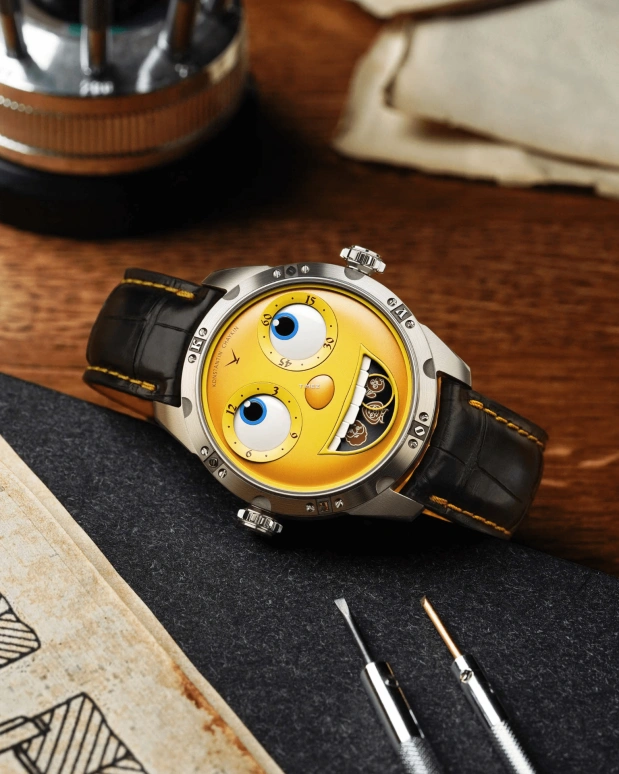 Konstantin Chaykin,Wristmons 40mm,40mm,Stainless Steel,Yellow,Automatic,Moonphase,Date,Kolobok