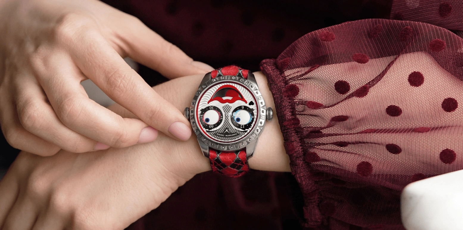 Konstantin Chaykin,Wristmons 40mm,40mm,Stainless Steel,Grey,Black,Red,Automatic,Moonphase,Sapphire,Crystal Glass,Harley Quinn