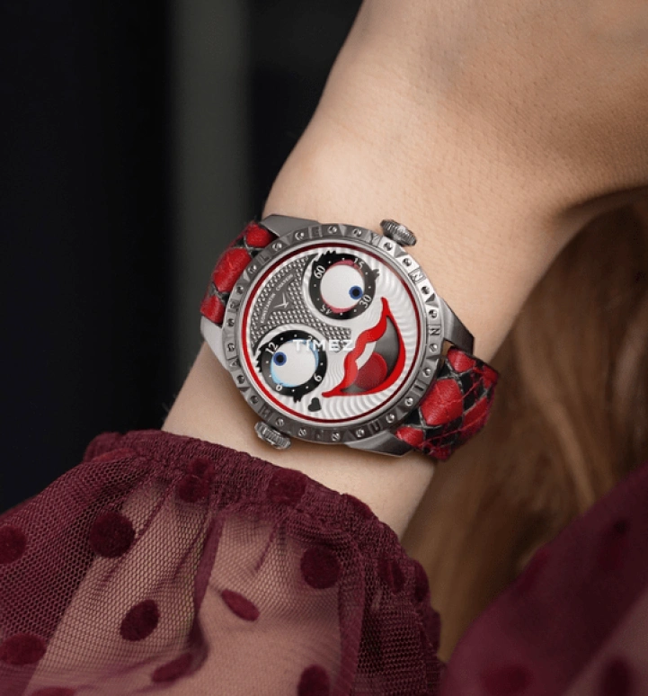 Konstantin Chaykin,Wristmons 40mm,40mm,Stainless Steel,Grey,Black,Red,Automatic,Moonphase,Sapphire,Crystal Glass,Harley Quinn