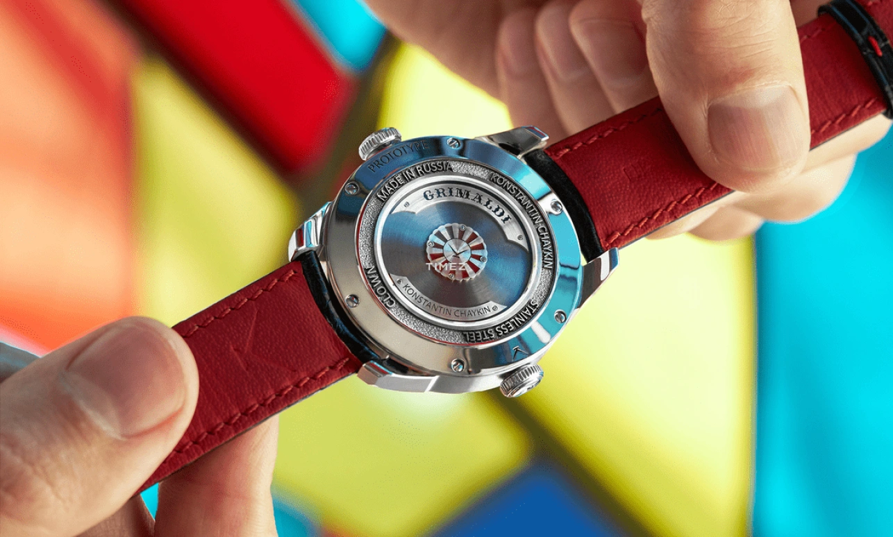 Konstantin Chaykin,Wristmons 42mm,42mm,Stainless Steel,Grey,Red,Automatic,Moonphase,Sapphire,Crystal Glass,Grimaldi The Clown