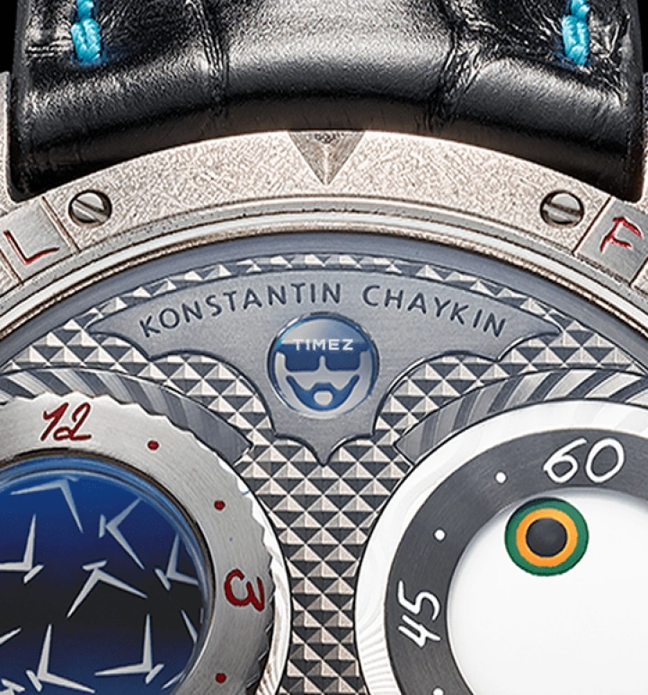 Konstantin Chaykin,Wristmons 42mm,42mm,Stainless Steel,Grey,White,Red,Handwound,Moonphase,Date,Joker Selfie Only Watch 2019