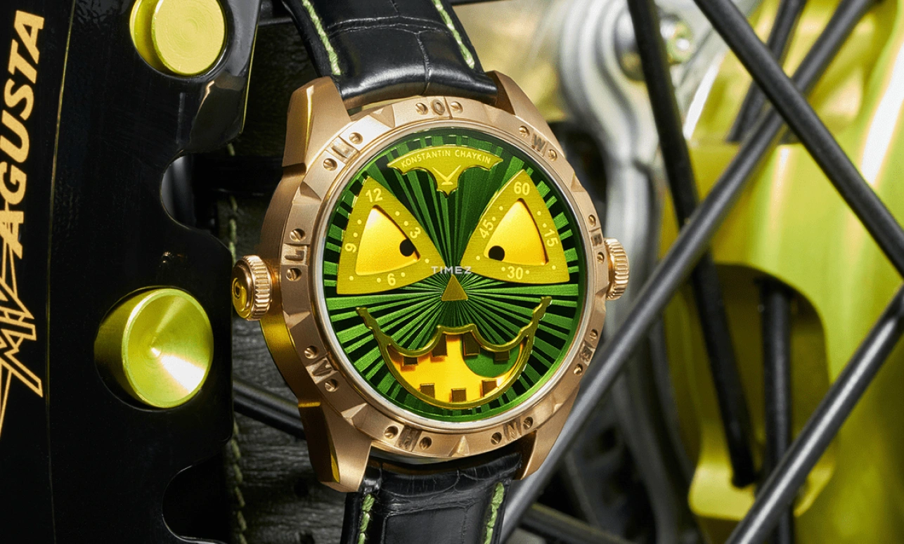 Konstantin Chaykin,Wristmons 42mm,42mm,Bronze,Green,Yellow,Automatic,Moonphase,Sapphire,Crystal Glass,Green Halloween