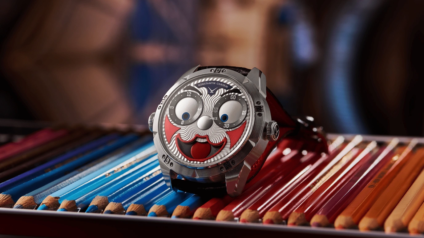 Konstantin Chaykin,Wristmons 42mm,42mm,Stainless Steel,Grey,Red,Automatic,Moonphase,Sapphire,Crystal Glass,Grimaldi The Clown