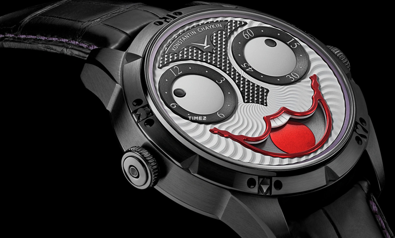 Konstantin Chaykin,Wristmons 42mm,42mm,Stainless Steel,White,Red,Grey,Automatic,Moonphase,Sapphire,Crystal Glass,Joker Black Bet 