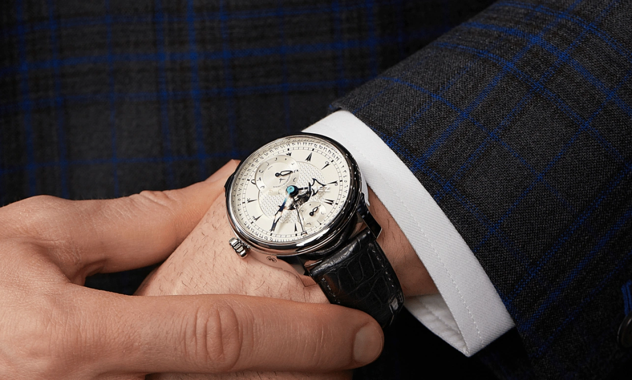 Konstantin Chaykin,Hijra 42mm,42mm,Stainless Steel,Silver White,Handwound,Moonphase,Day,Power Reserve Indicator,Dule Time,Sapphire,Crystal Glass,Round,Hijra