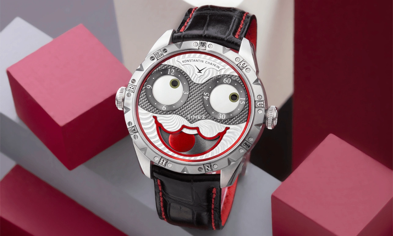 Konstantin Chaykin,Wristmons 42mm,42mm,Stainless Steel,Silver,Grey,Red,Automatic,Moonphase,Sapphire,Crystal Glass,Harlequin Ventuno