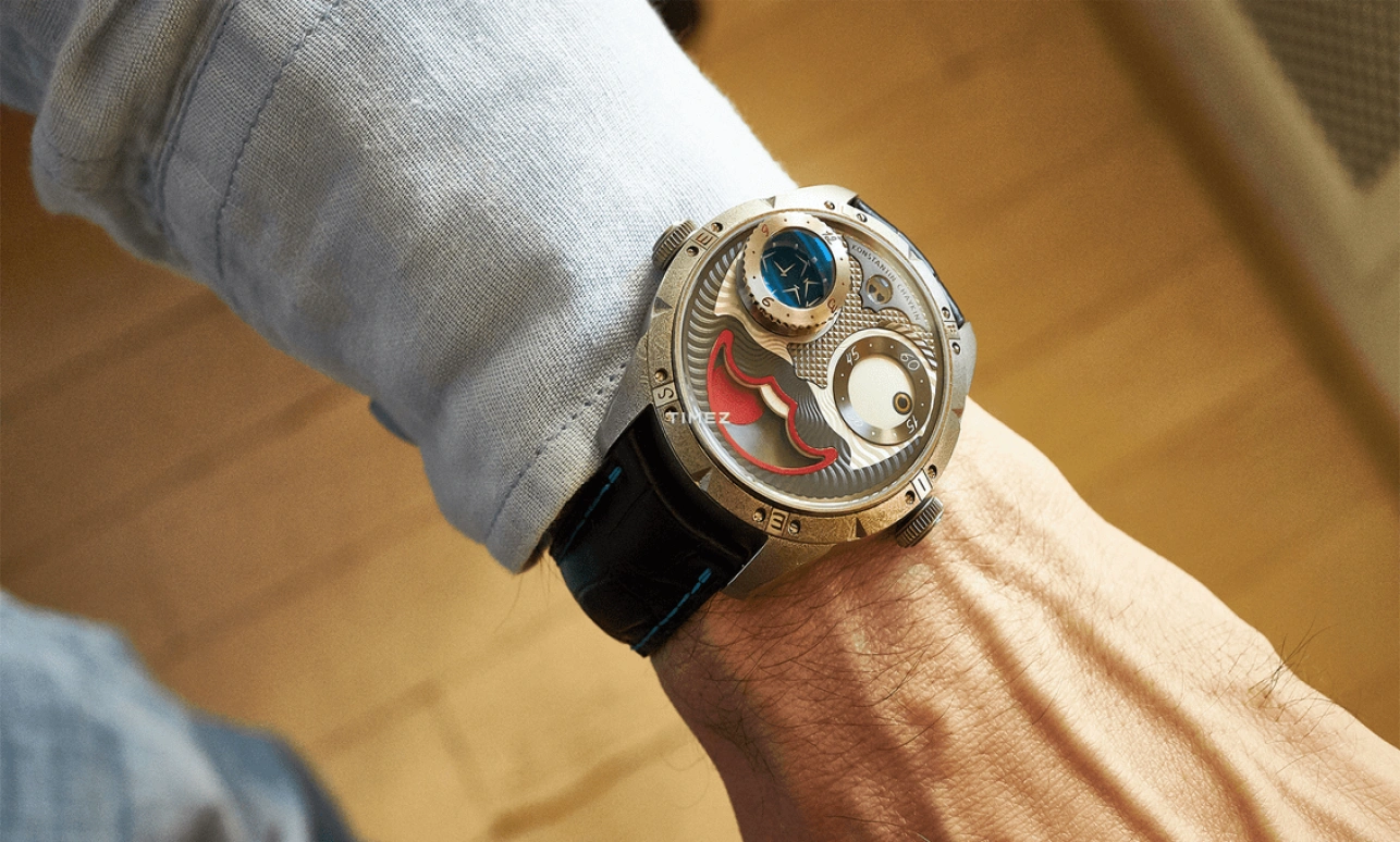 Konstantin Chaykin,Wristmons 42mm,42mm,Stainless Steel,Grey,White,Red,Handwound,Moonphase,Date,Joker Selfie Only Watch 2019
