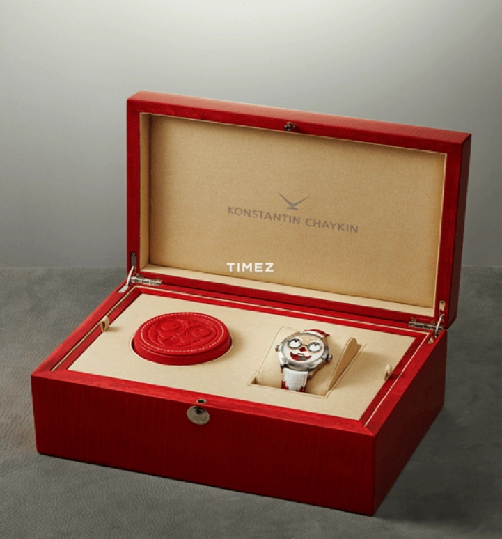Konstantin Chaykin,Wristmons 42mm,42mm,Stainless Steel,White,khaki,Red,Automatic,Moonphase,Sapphire,Crystal Glass,Santa