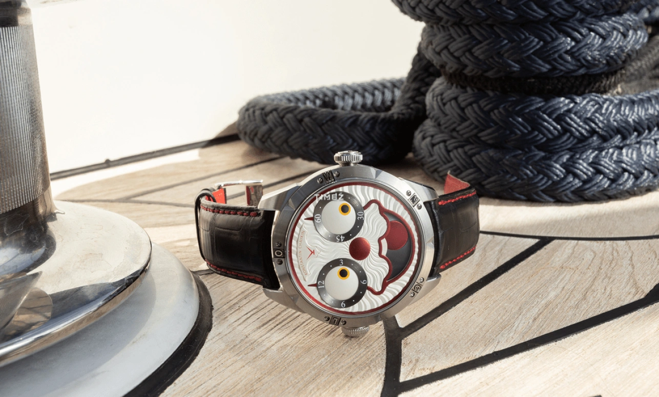 Konstantin Chaykin,Wristmons 42mm,42mm,Stainless Steel,White,Red,Grey,Automatic,Moonphase,Sapphire,Crystal Glass,Clown