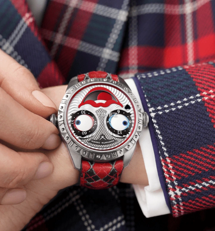 Konstantin Chaykin,Wristmons 40mm,40mm,Stainless Steel,Grey,Black,Red,Automatic,Moonphase,Sapphire,Crystal Glass,Harley Quinn
