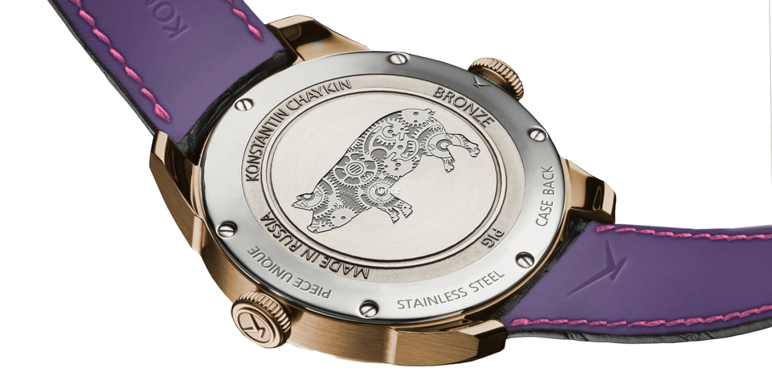 Konstantin Chaykin,Wristmons 42mm,42mm,Bronze,Pink,White,Automatic,Moonphase,Sapphire,Crystal Glass,Unique Pig 2019