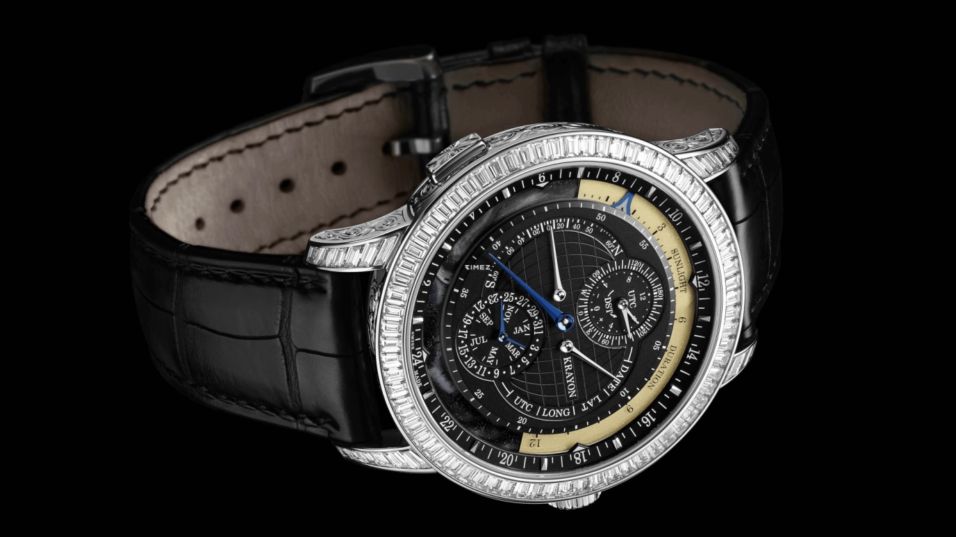 Krayon,Everywhere 43mm,43mm,White Gold,Black,Automatic,Month,Day,Function Selector,UTC,72hours,In-house Caliber,Horizon