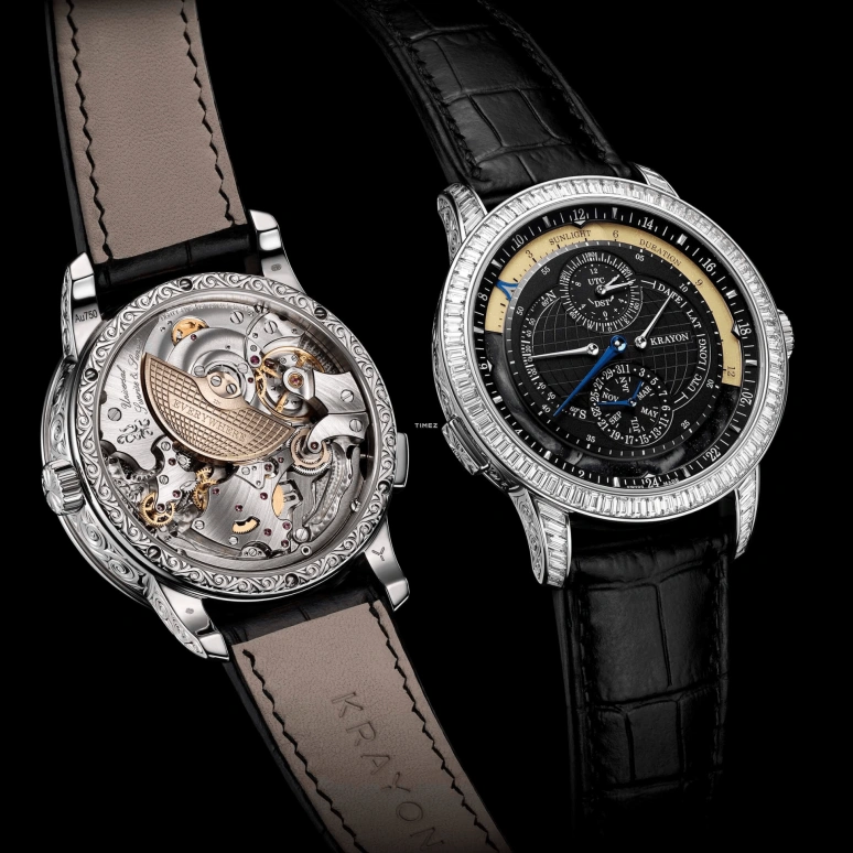 Krayon,Everywhere 43mm,43mm,White Gold,Black,Automatic,Month,Day,Function Selector,UTC,72hours,In-house Caliber,Horizon