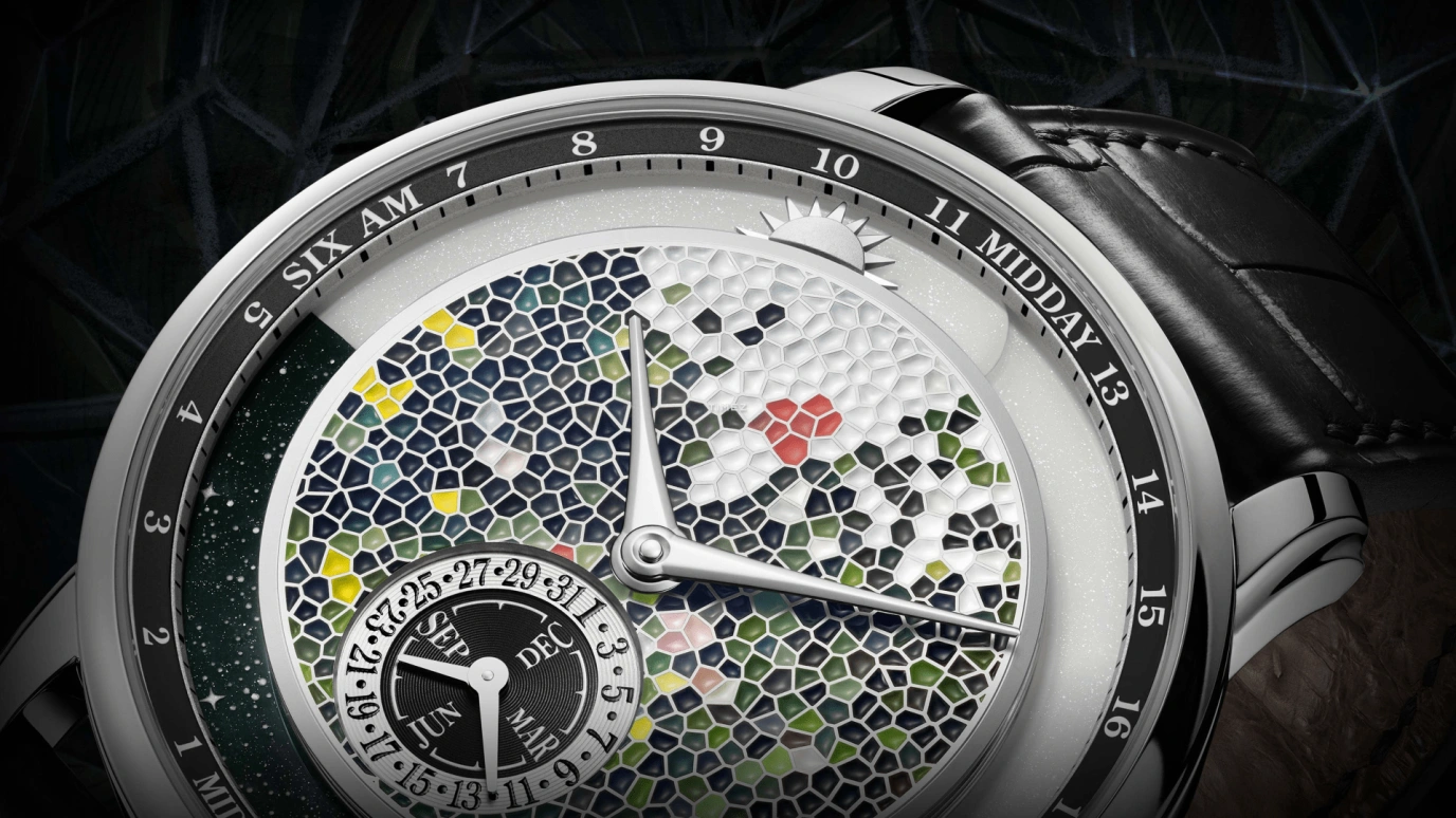 Krayon,Anywhere 39mm,39mm,Platinum,Multi-Color,Handwound,Month,Day,Sun position/rising Time,Day / Night Indication,72hours,In-house Caliber,Arborea