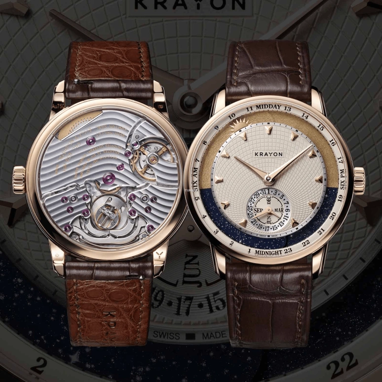 Krayon,Anywhere 39mm,39mm,Rose Gold,Cream,Handwound,Month,Day,Sun position/rising Time,Day / Night Indication,72hours,In-house Caliber,C030,C030-02