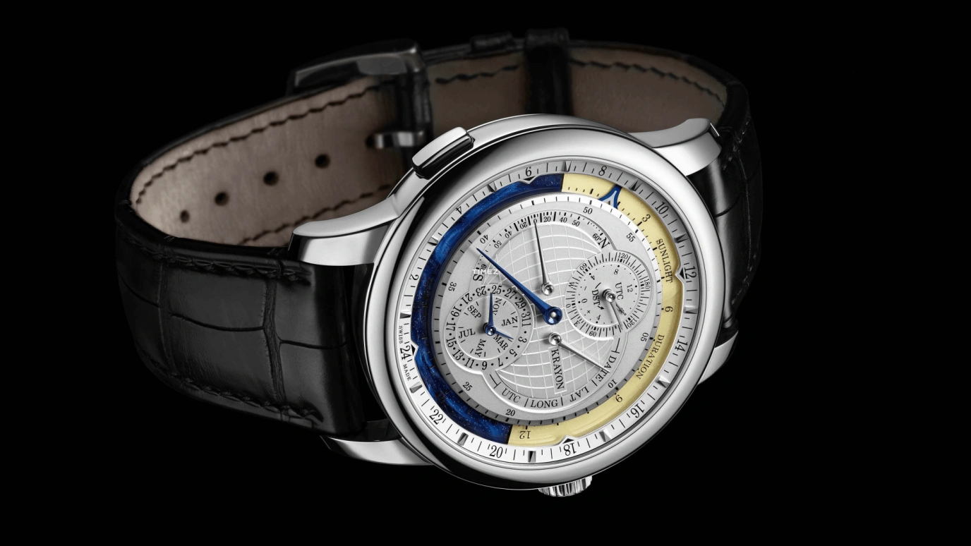 Krayon,Everywhere 42mm,42mm,White Gold,Silver,Automatic,Month,Day,Sun position/rising Time,Function Selector,72hours,In-house Caliber,Everywhere