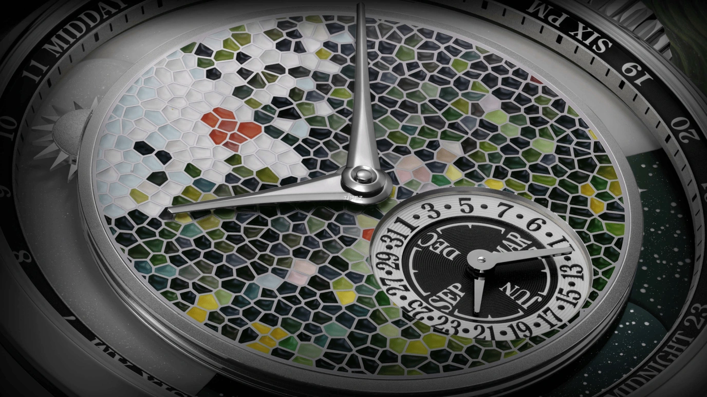Krayon,Anywhere 39mm,39mm,Platinum,Multi-Color,Handwound,Month,Day,Sun position/rising Time,Day / Night Indication,72hours,In-house Caliber,Arborea