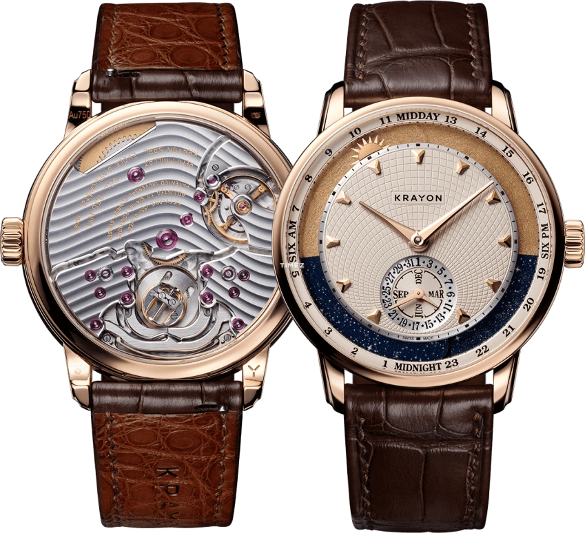 Krayon,Anywhere 39mm,39mm,Rose Gold,Cream,Handwound,Month,Day,Sun position/rising Time,Day / Night Indication,72hours,In-house Caliber,C030,C030-02