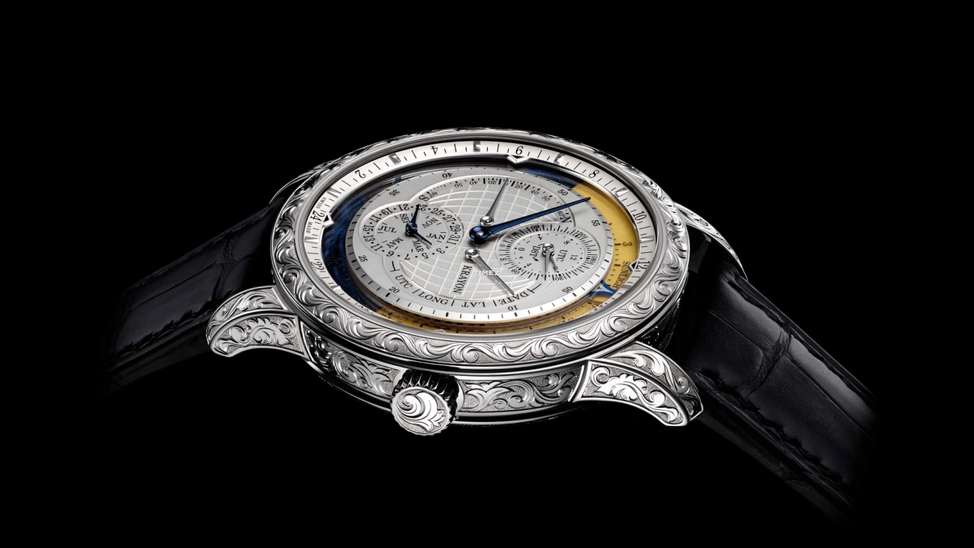 Krayon,Everywhere 43mm,43mm,White Gold,Silver,Automatic,Month,Day,Sun position/rising Time,Function Selector,72hours,In-house Caliber,Full Engraved