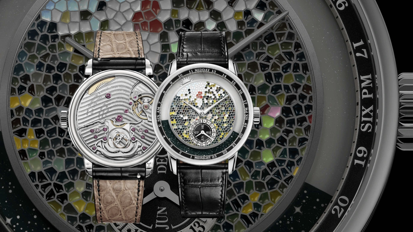 Krayon,Anywhere 39mm,39mm,Platinum,Multi-Color,Handwound,Month,Day,Sun position/rising Time,Day / Night Indication,72hours,In-house Caliber,Arborea
