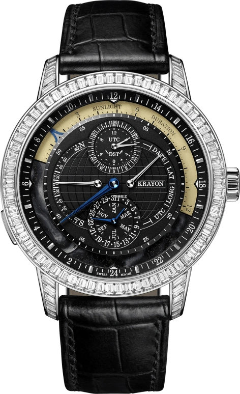 Krayon,Everywhere 43mm,43mm,White Gold,Black,Automatic,Month,Day,Function Selector,UTC,72hours,In-house Caliber,Horizon