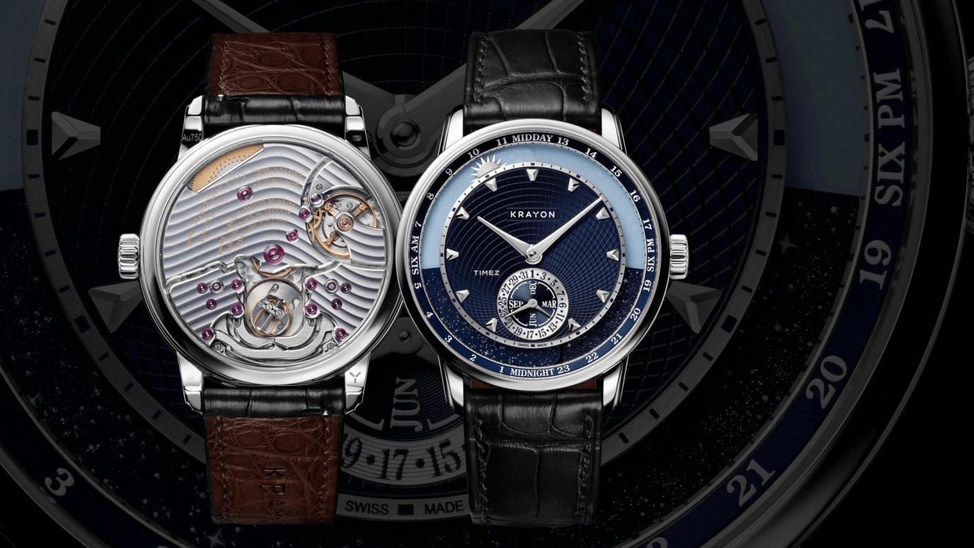 Krayon,Anywhere 39mm,39mm,White Gold,Blue,Handwound,Month,Day,Sun position/rising Time,Day / Night Indication,72hours,In-house Caliber,C030,C030-01