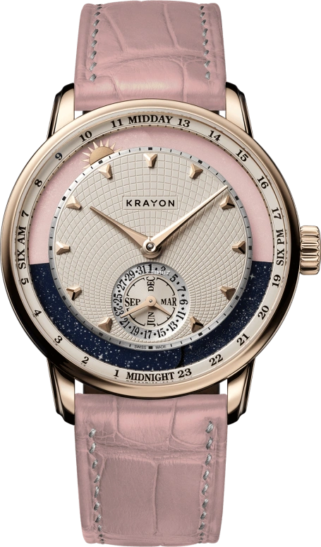Krayon,Anywhere 39mm,39mm,Rose Gold,Cream,Handwound,Month,Day,Sun position/rising Time,Day / Night Indication,72hours,In-house Caliber,C030,C030-22