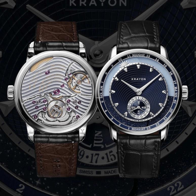 Krayon,Anywhere 39mm,39mm,White Gold,Blue,Handwound,Month,Day,Sun position/rising Time,Day / Night Indication,72hours,In-house Caliber,C030,C030-01