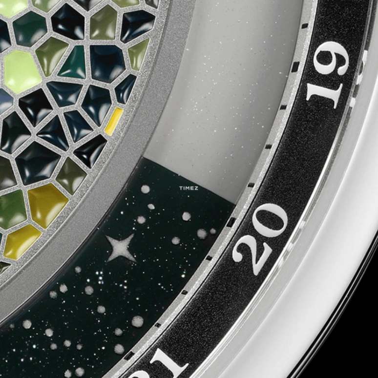 Krayon,Anywhere 39mm,39mm,Platinum,Multi-Color,Handwound,Month,Day,Sun position/rising Time,Day / Night Indication,72hours,In-house Caliber,Arborea