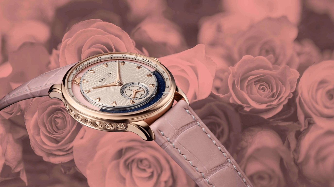 Krayon,Anywhere 39mm,39mm,Rose Gold,Cream,Handwound,Month,Day,Sun position/rising Time,Day / Night Indication,72hours,In-house Caliber,C030,C030-22