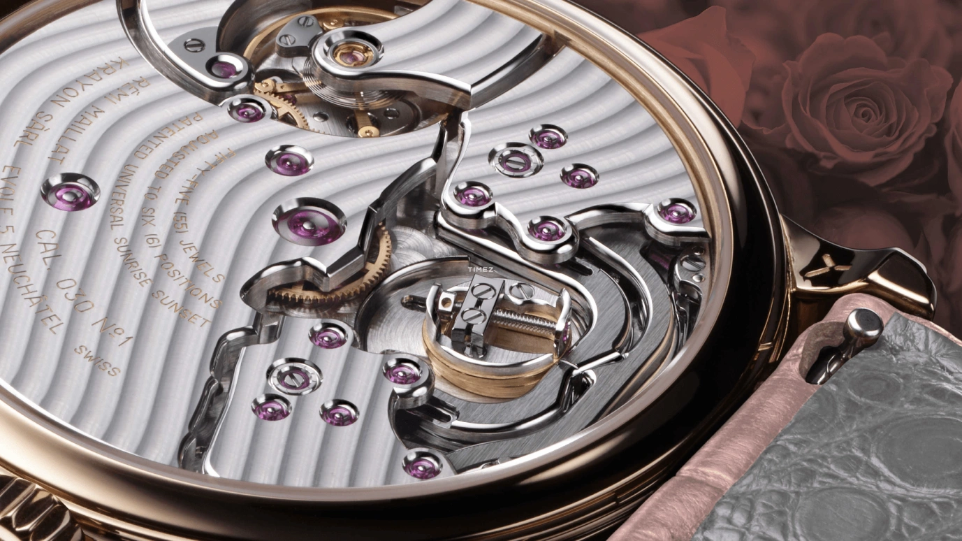 Krayon,Anywhere 39mm,39mm,Rose Gold,Cream,Handwound,Month,Day,Sun position/rising Time,Day / Night Indication,72hours,In-house Caliber,C030,C030-22